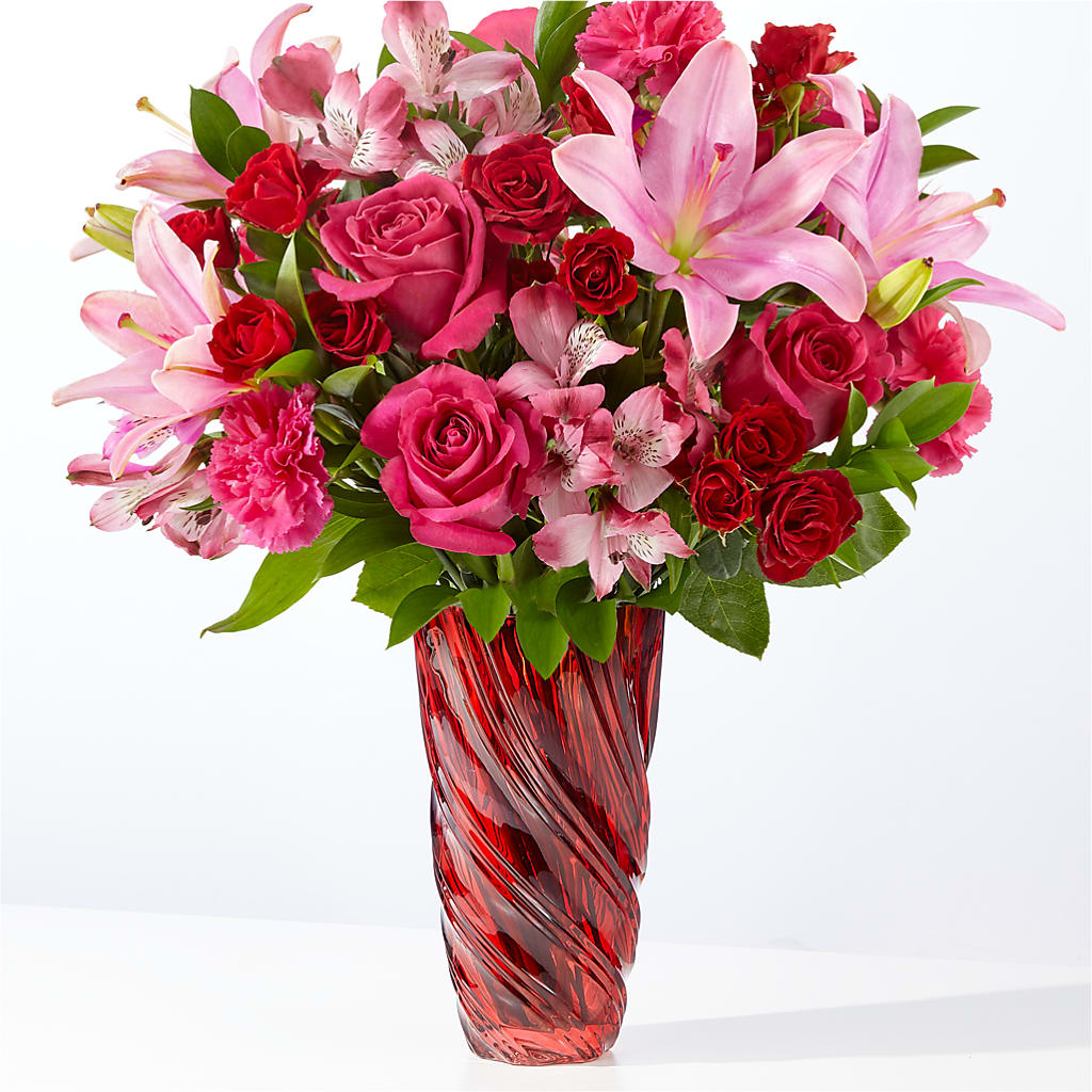 In Love Bouquet with Luxe Swirl Vase – WILL & DEE'S FLORIST, Florence AL
