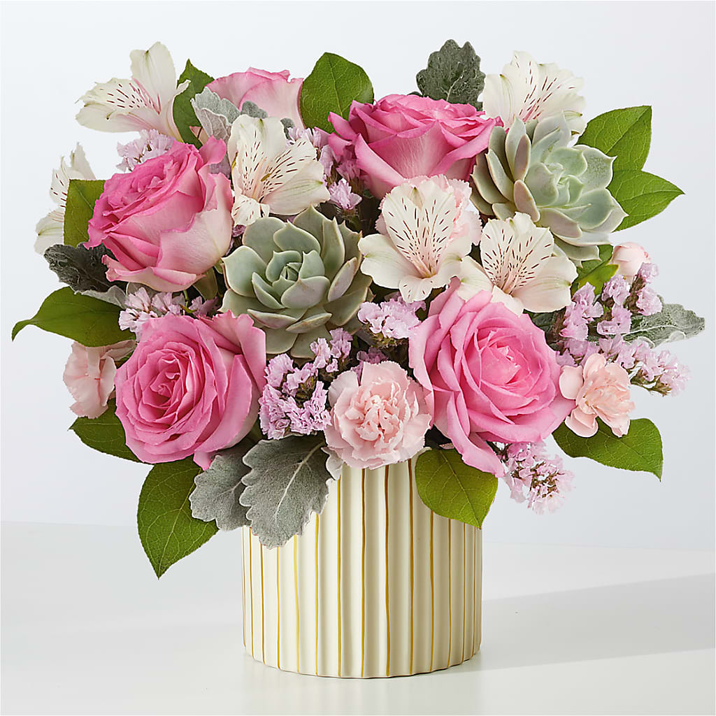 Dusty Rose Bouquet with Ivory Vase – WILL & DEE'S FLORIST, Florence AL