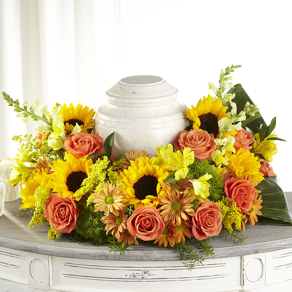 Faithful Sunflower Cremation Adornment – WILL & DEE'S FLORIST, Florence AL
