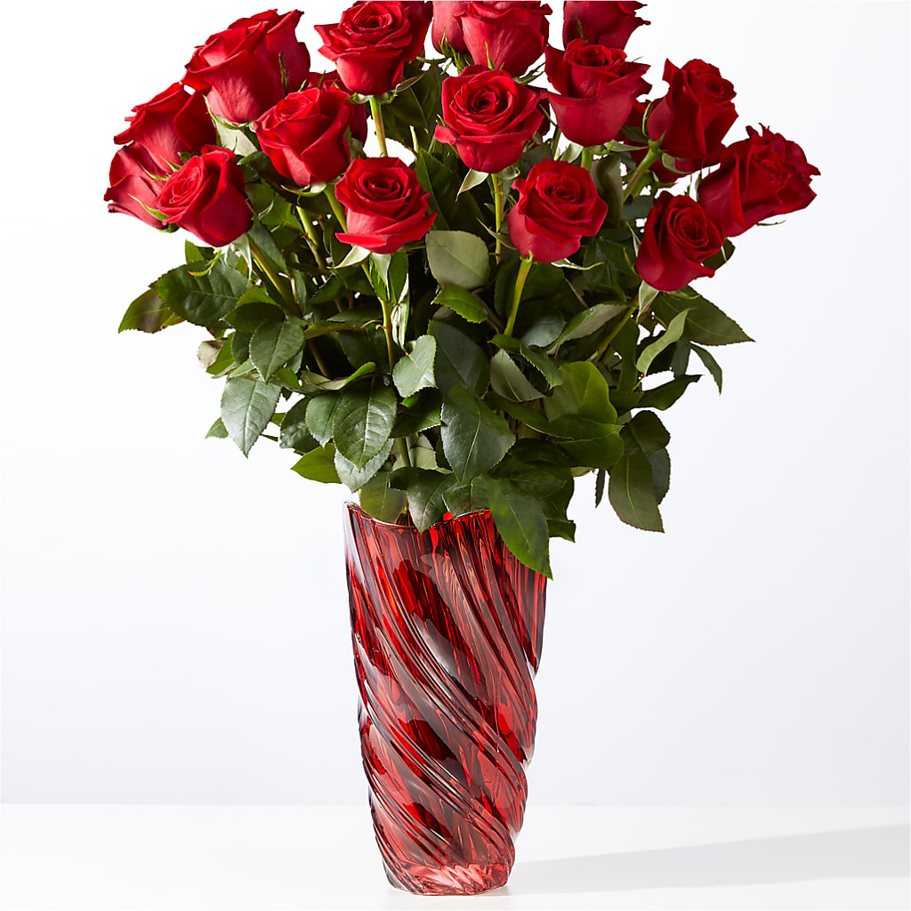 Classic Love Red Rose Bouquet with Luxe Swirl Vase – WILL & DEE'S FLORIST, Florence AL