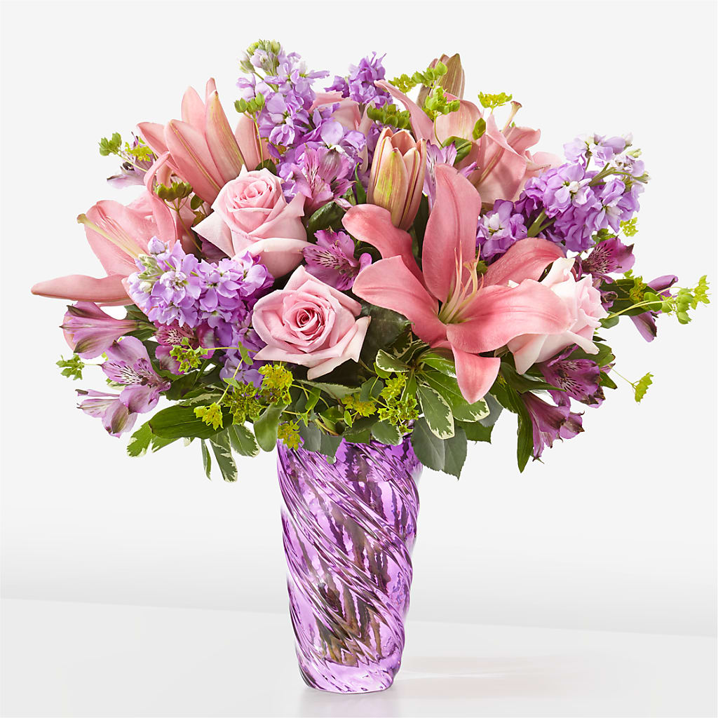 Precious Petals Bouquet with Luxe Swirl Vase – WILL & DEE'S FLORIST, Florence AL