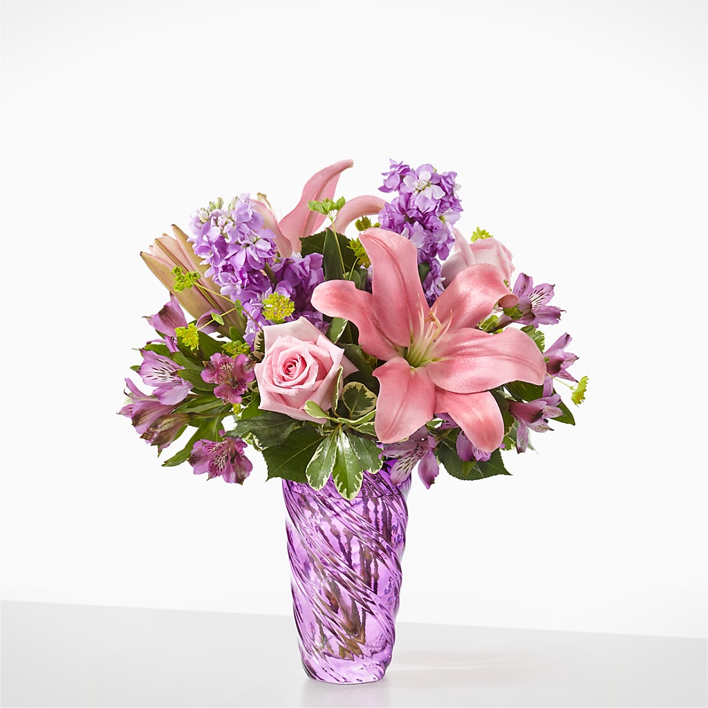 Precious Petals Bouquet with Luxe Swirl Vase – WILL & DEE'S FLORIST, Florence AL