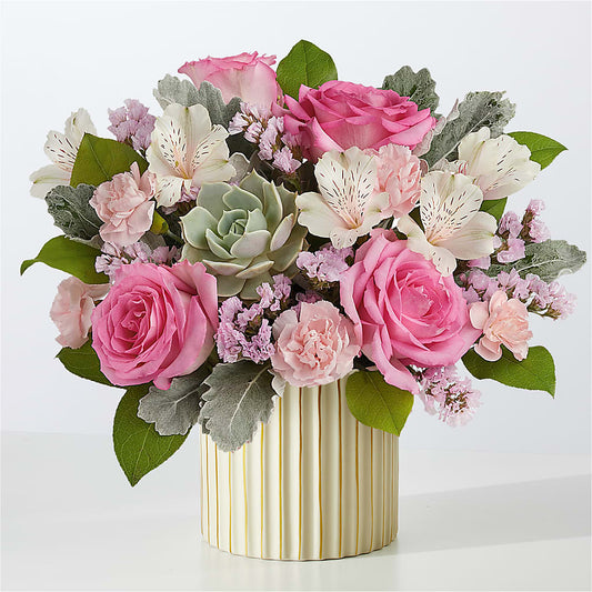 Dusty Rose Bouquet with Ivory Vase – WILL & DEE'S FLORIST, Florence AL