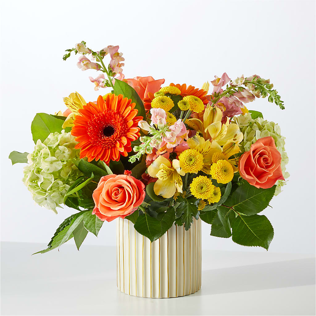 Autumn Sunshine Bouquet with Ivory Vase – WILL & DEE'S FLORIST, Florence AL